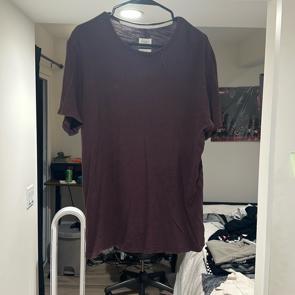 Rag & Bone burgundy red shirt sleeve tee